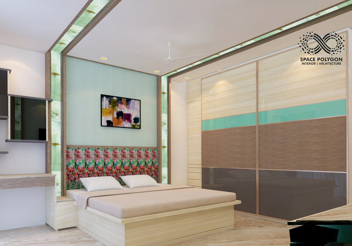 Parents bedroom Space Polygon Modern style bedroom Wardrobes & closets