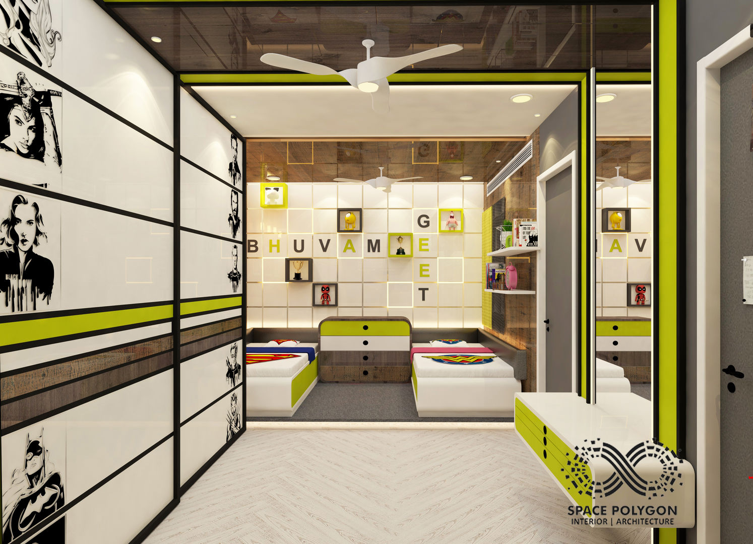 Kids Bedroom Space Polygon Modern style bedroom Wardrobes & closets