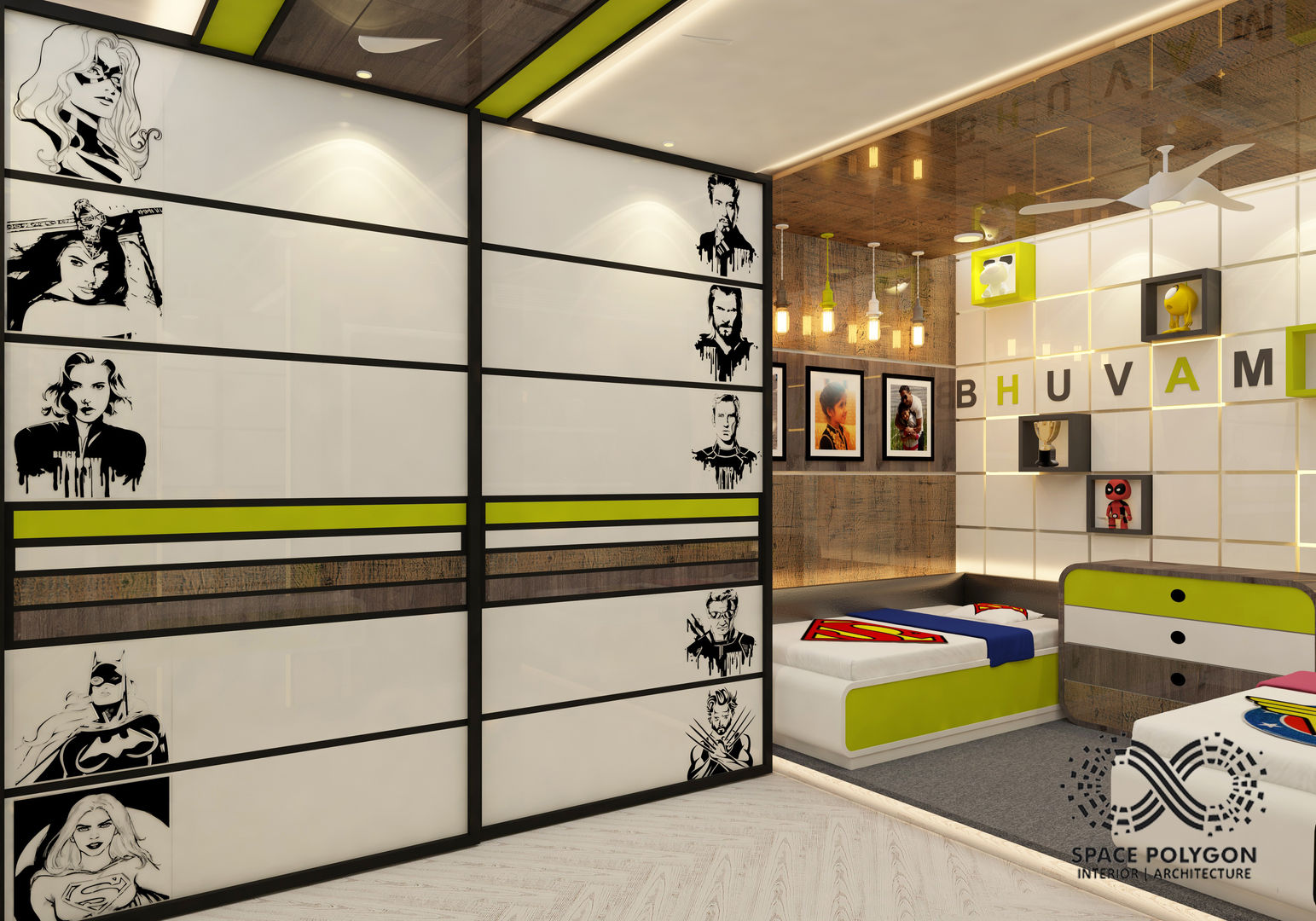 Kids Bedroom Space Polygon Modern style bedroom Wardrobes & closets