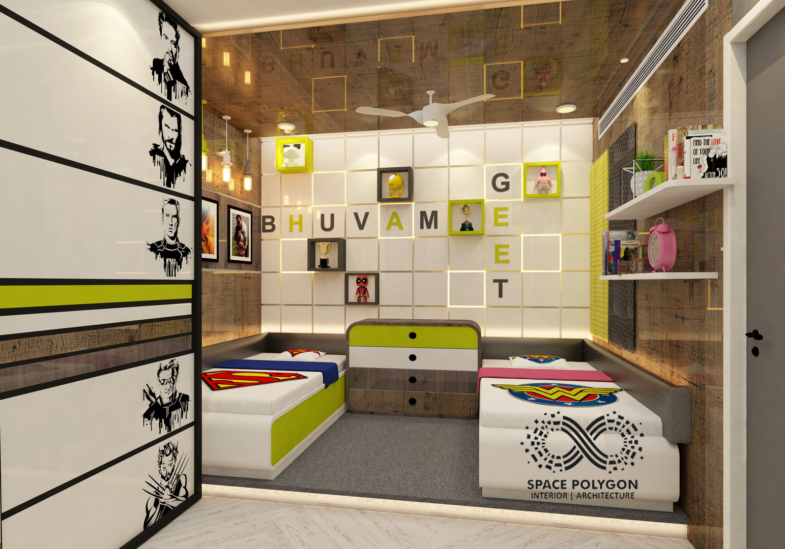 Kids Bedroom Space Polygon Modern style bedroom Beds & headboards