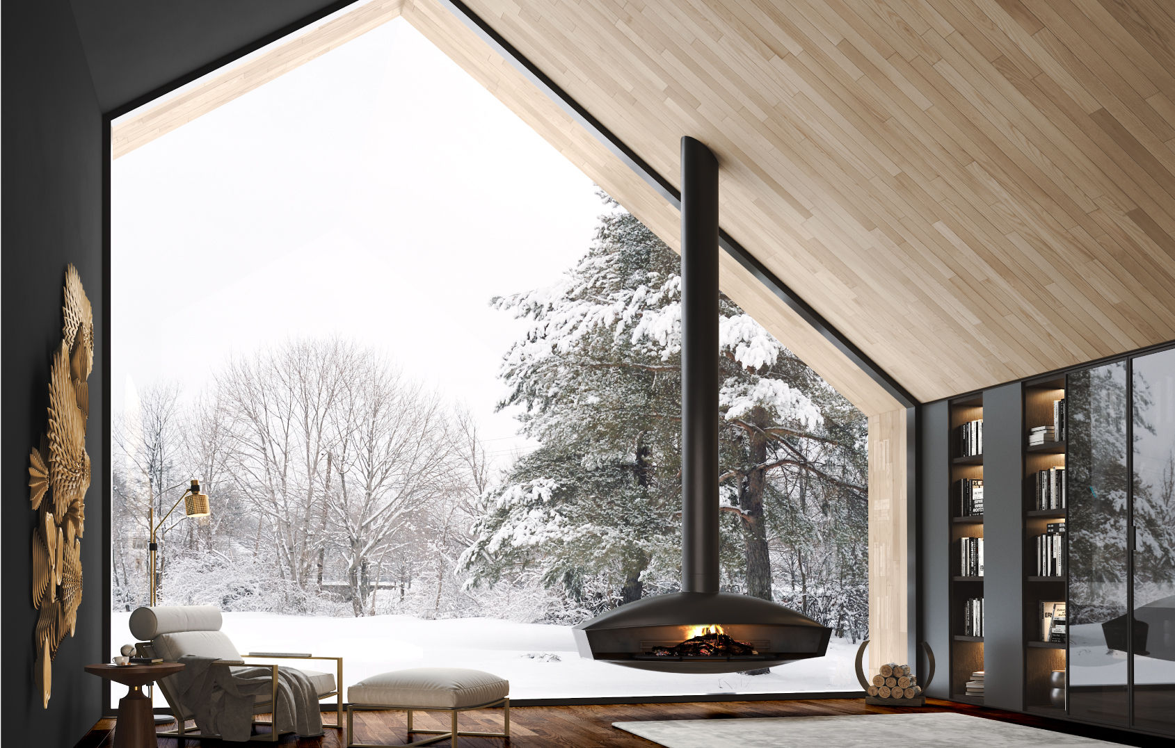 Kim - Flow Collection, Shelter ® Fireplace Design Shelter ® Fireplace Design غرفة المعيشة ديكورات مدفأة الحطب