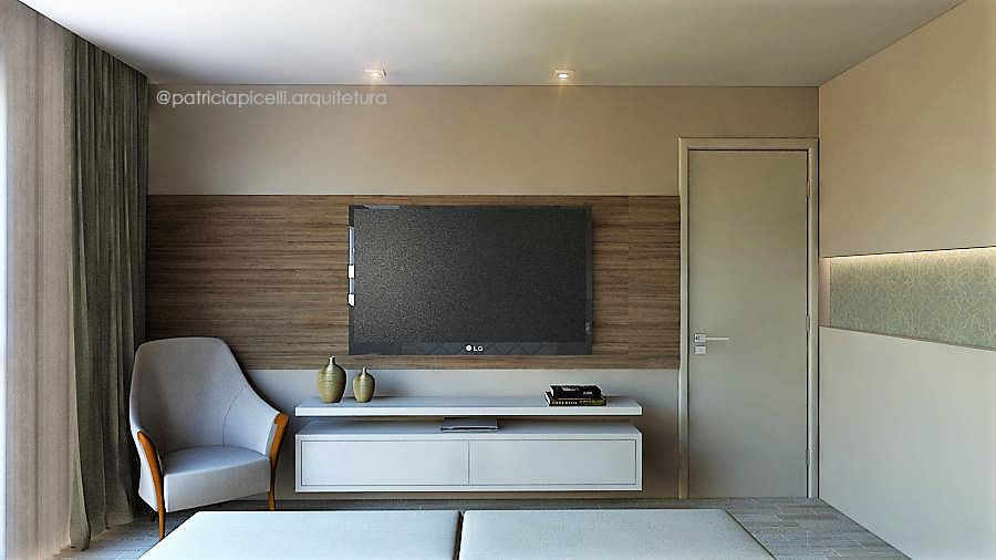 Quarto de casal, Patricia Picelli Arquitetura e Interiores Patricia Picelli Arquitetura e Interiores 러스틱스타일 침실