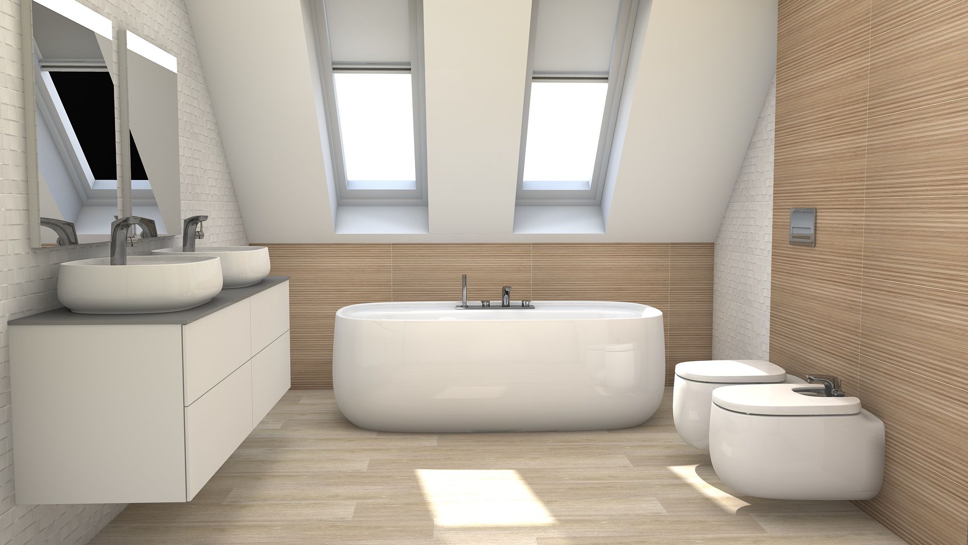 Garrets, sloping ceilings, Blophome Blophome Modern bathroom