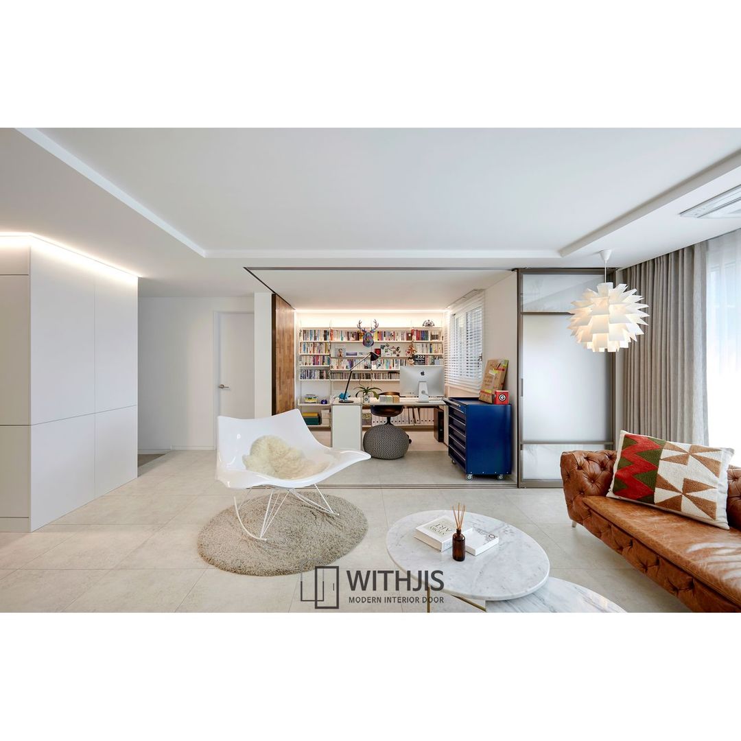 3연동 슬라이딩도어 디자인A3, WITHJIS(위드지스) WITHJIS(위드지스) Modern living room Aluminium/Zinc