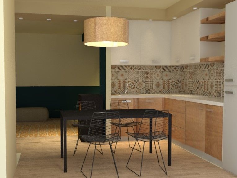 appartamento, ristrutturazione integrale, render, chiara gandolfi architetto chiara gandolfi architetto Kleine keuken