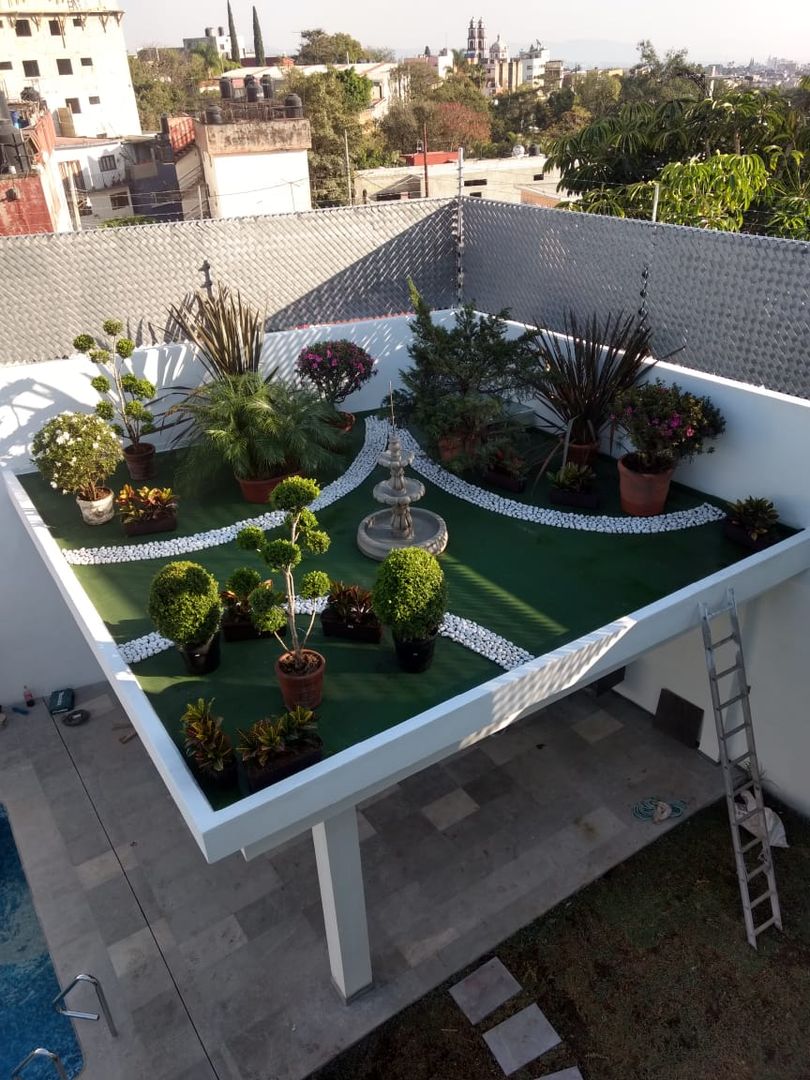 palapa y roof garden coprefa Jardines de estilo moderno