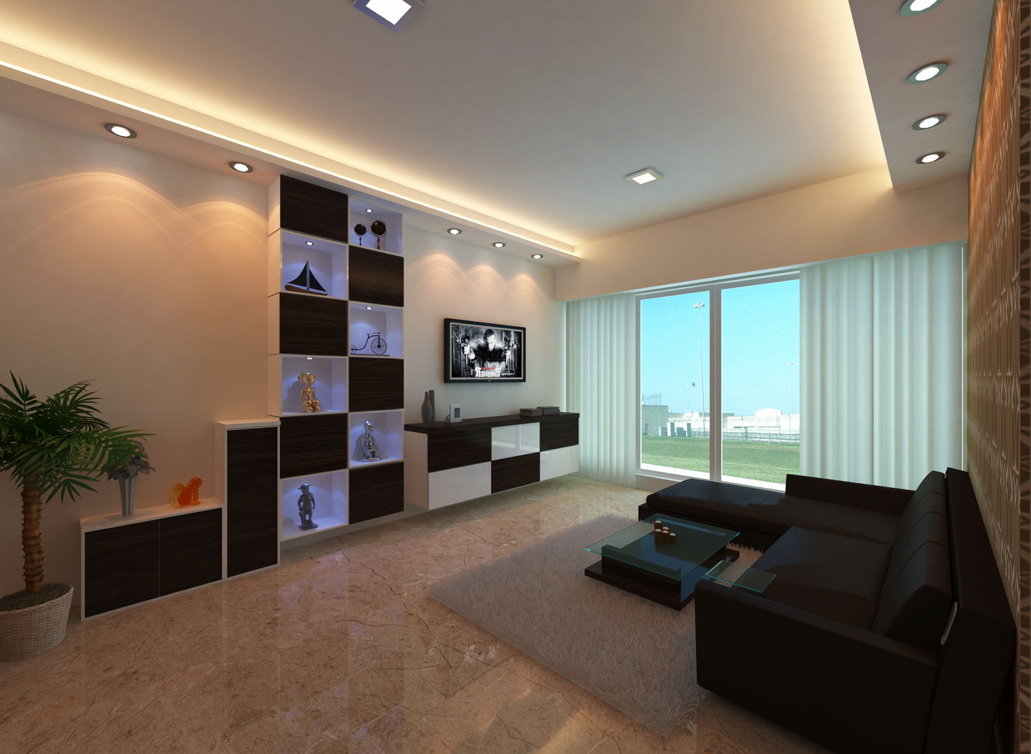 Home Interiors - Runwal Tower - Ghatkopar - Mumbai, Bluearch Architects & Interiors Bluearch Architects & Interiors Modern living room