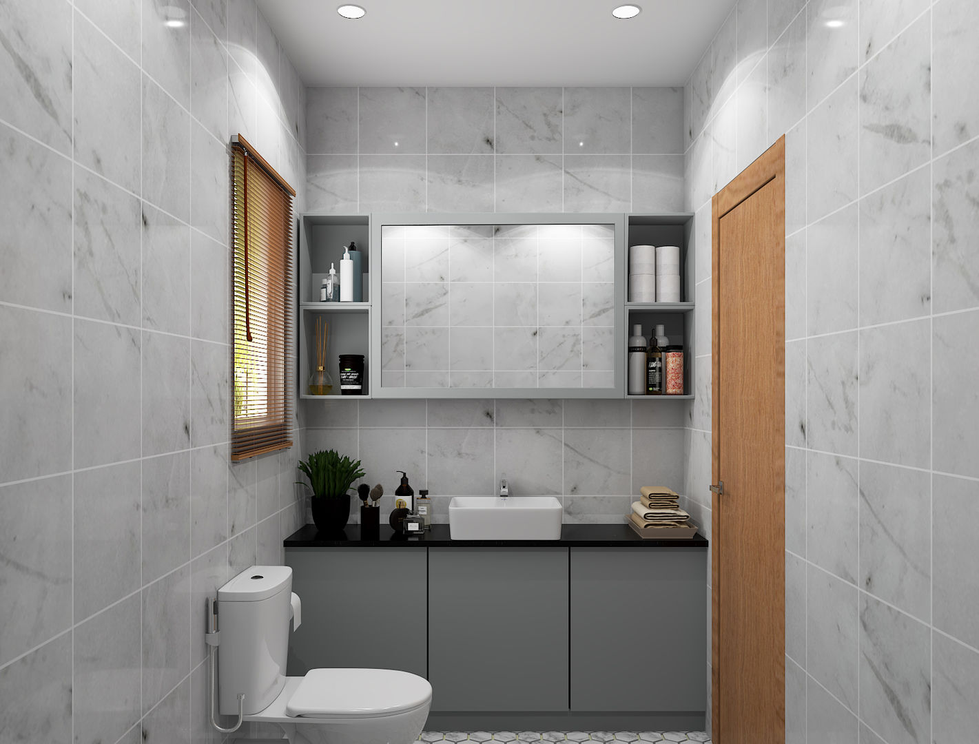 Modern with Scandinavian style flat interiors , Rhythm And Emphasis Design Studio Rhythm And Emphasis Design Studio Modern Banyo