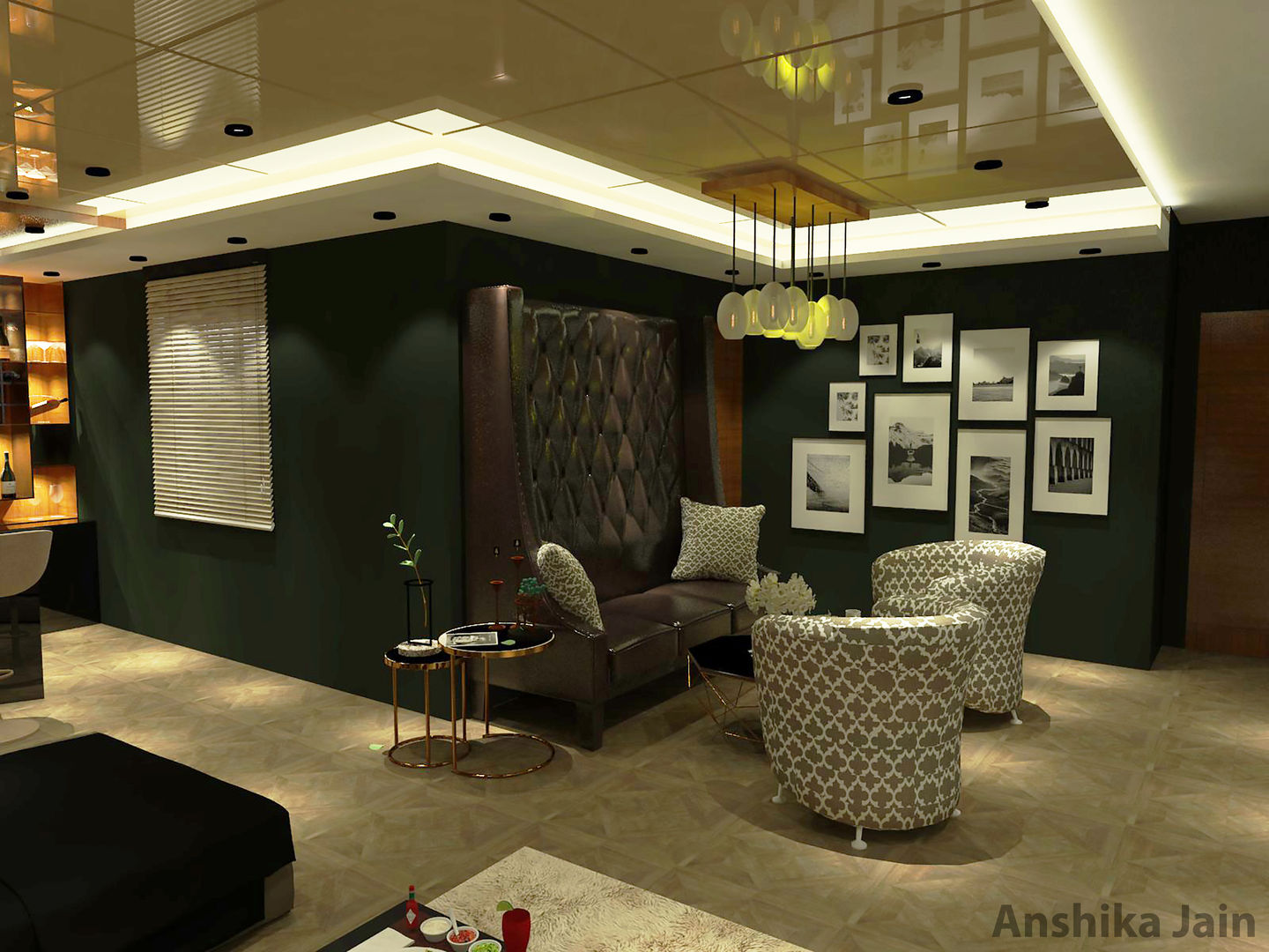 L-shaped Party Room : Bar Design Inaraa Designs Modern media room