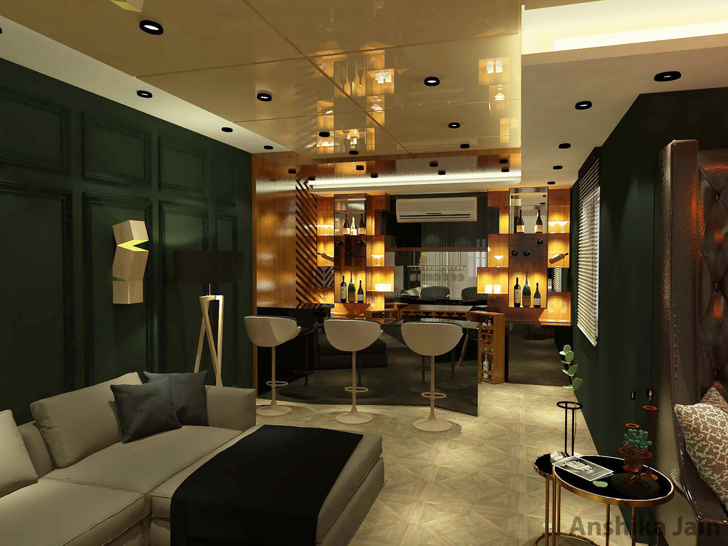 L-shaped Party Room : Bar Design Inaraa Designs Media room