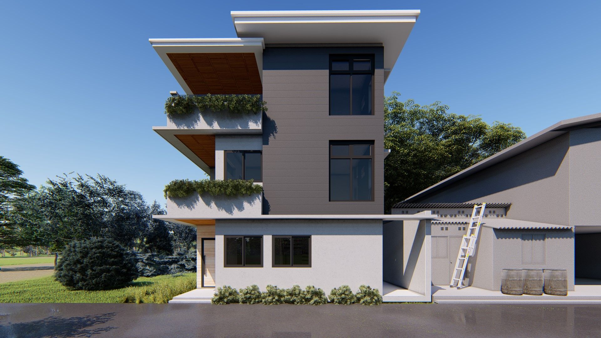 Front view of the house Studio Each Architecture Single family home Concrete