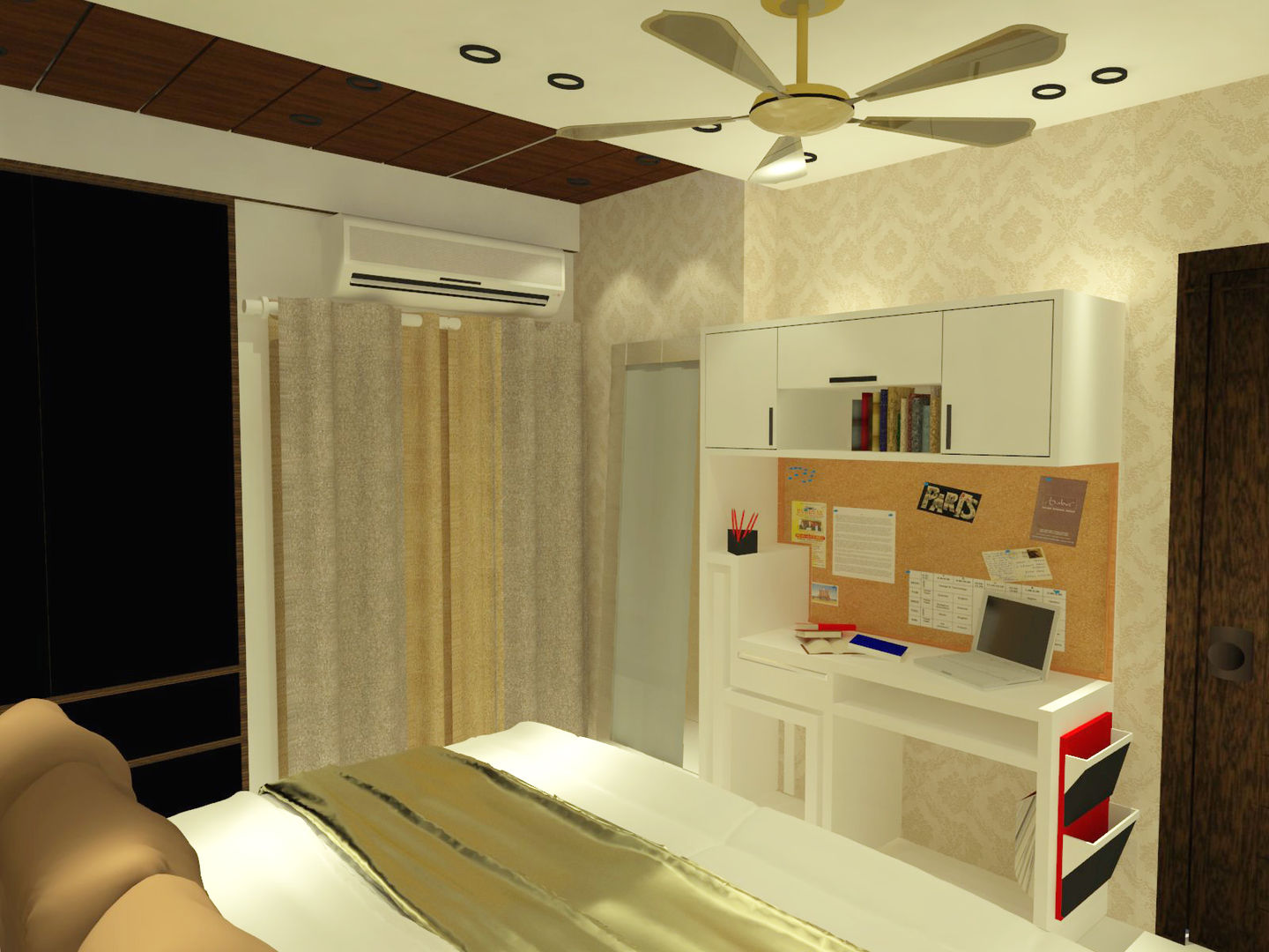 Daughter's Room with Study Table Inaraa Designs Modern style bedroom