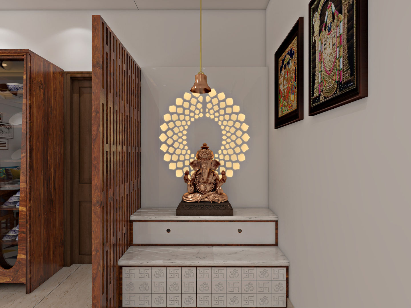 Mandir Unit Paimaish Modern dining room Wood Wood effect