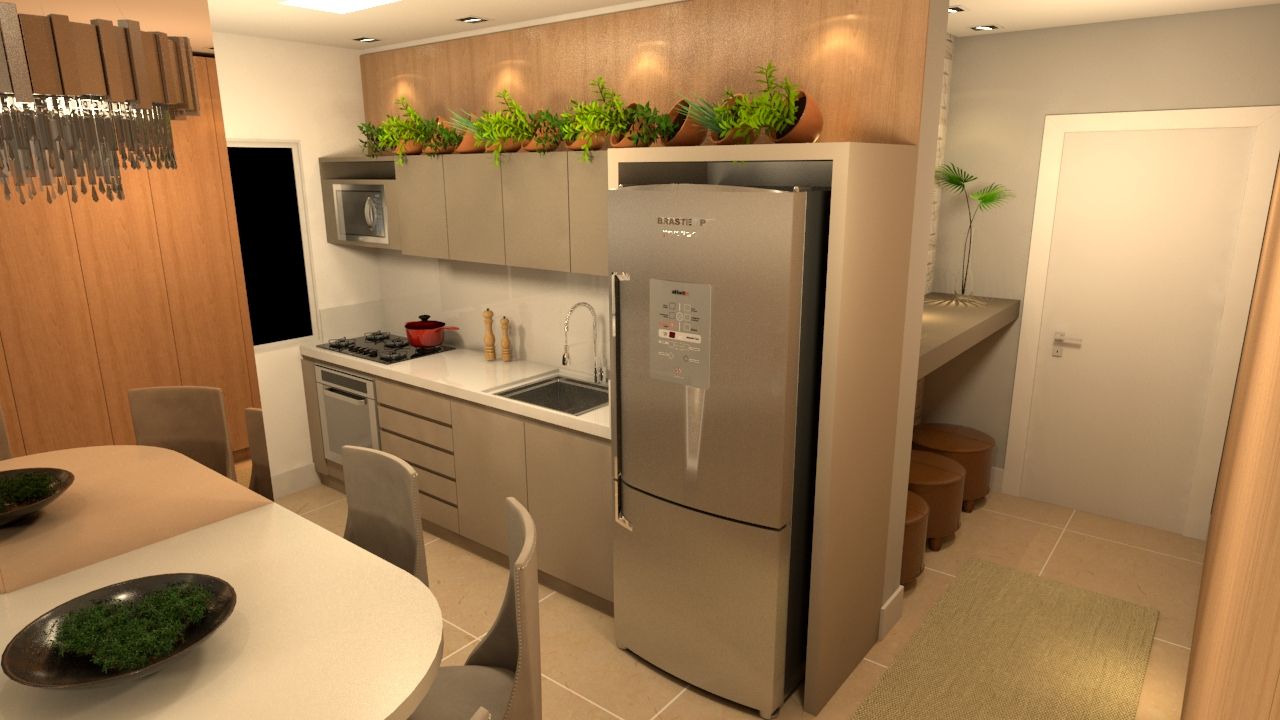 Sala integrada bem aproveitada, Revisite Revisite Small kitchens