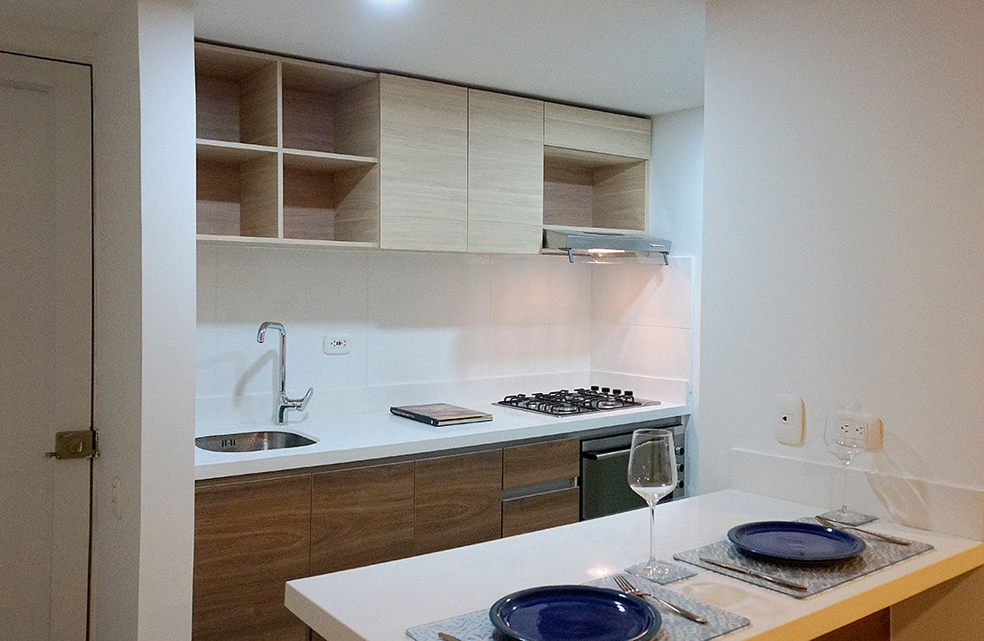 apartamento en Chia-Cundinamarca, TikTAK ARQUITECTOS TikTAK ARQUITECTOS ครัวสำเร็จรูป