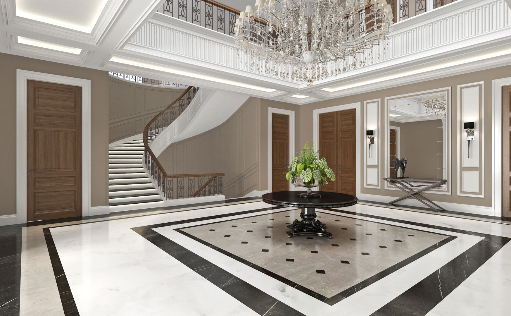 Entrance - 1 / Lake House Sia Moore Archıtecture Interıor Desıgn Eclectic style corridor, hallway & stairs Marble sia moore,turnkey project,fitout contractor,architectural,amazing,designer,design,interior design,luxury design,classical design,best design,perfect