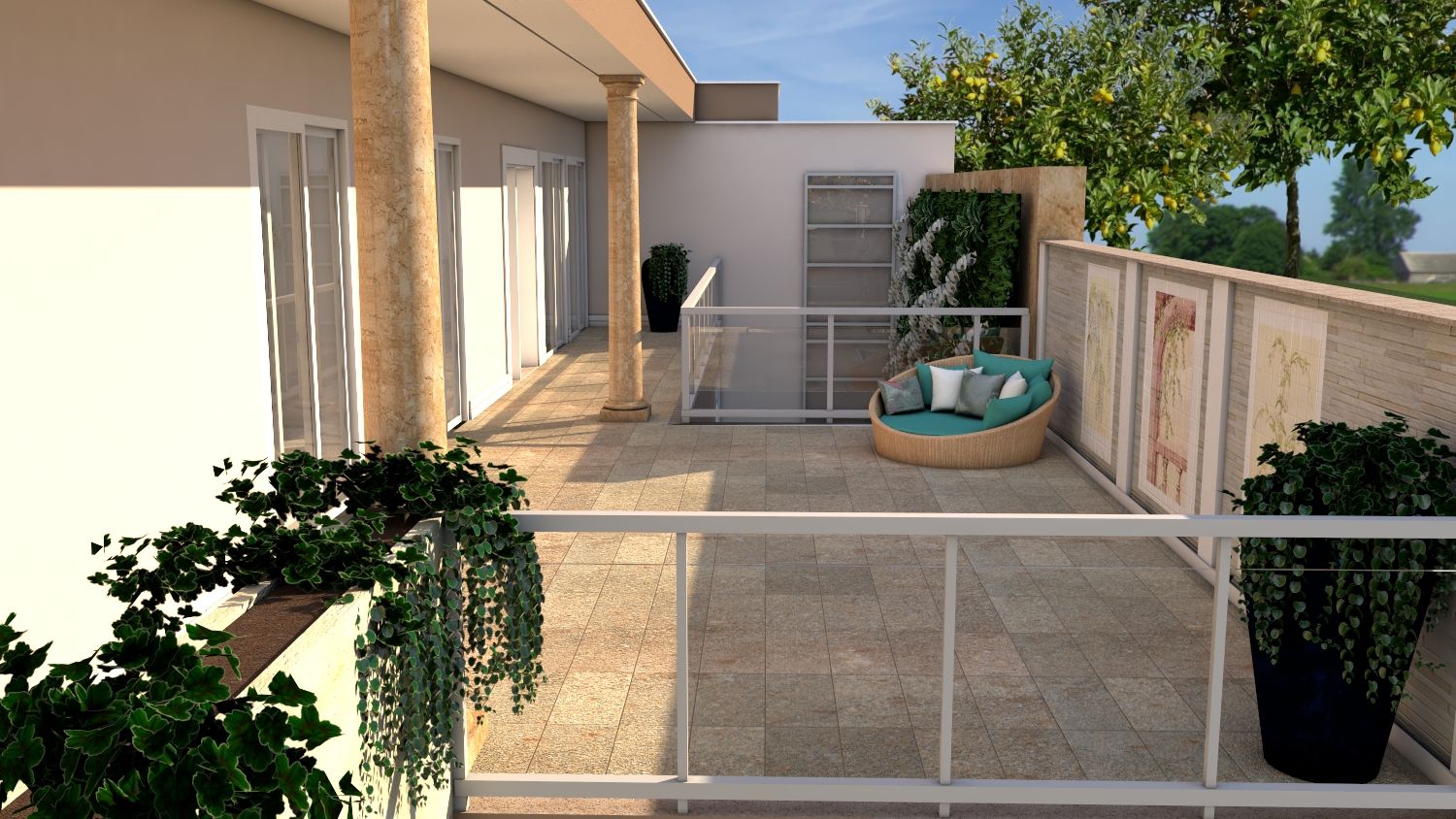 Residencia estilo clássico em Gaia, PROJETARQ PROJETARQ Classic style balcony, veranda & terrace Marble