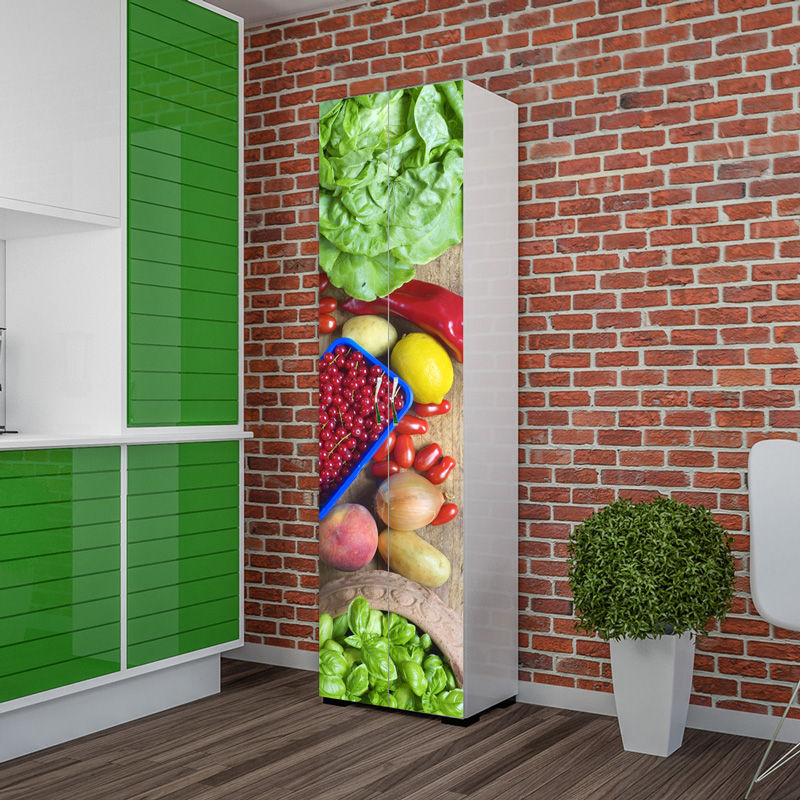 Çeşitli Sebzeler Resimli 8 Raflı Çok Amaçlı Dolap Candy Mobilyam Modern Oturma Odası Ahşap-Plastik Kompozit Dolap & Büfeler