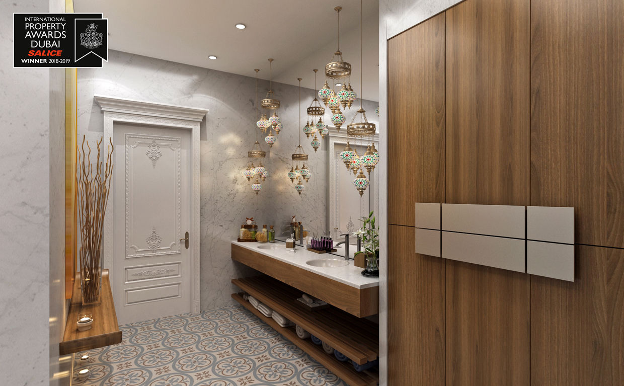 SPA Corridor / Sitak Villa Sia Moore Archıtecture Interıor Desıgn راهرو سبک کلاسیک، راهرو و پله رخام spa,ceramic tile