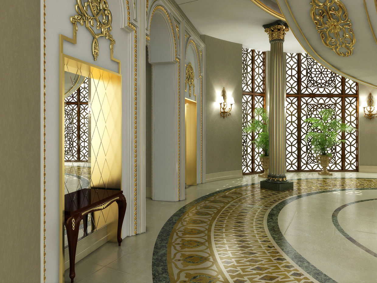 Corridor / Pearl Palace Sia Moore Archıtecture Interıor Desıgn راهرو سبک کلاسیک، راهرو و پله رخام best design,special design