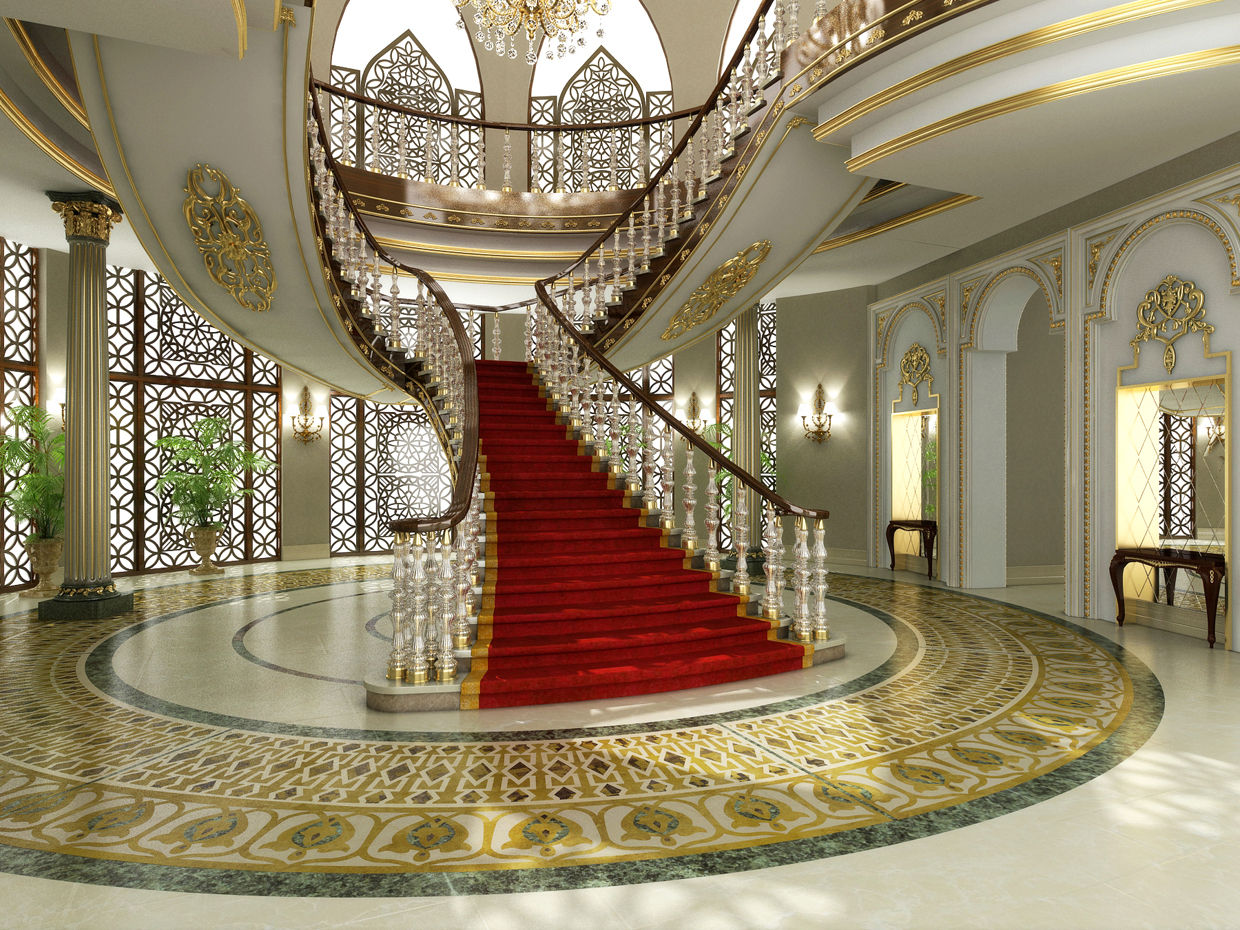 Main Entrance / Pearl Palace Sia Moore Archıtecture Interıor Desıgn Corredores, halls e escadas clássicos Mármore interior design,design concept
