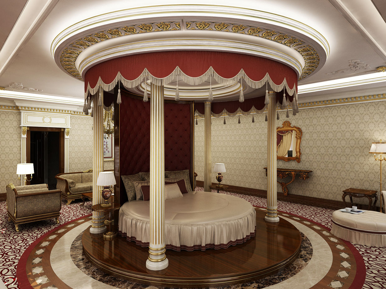 Master Bedroom / Pearl Palace Sia Moore Archıtecture Interıor Desıgn Małe sypialnie Marmur luxury bedrooms,private areas
