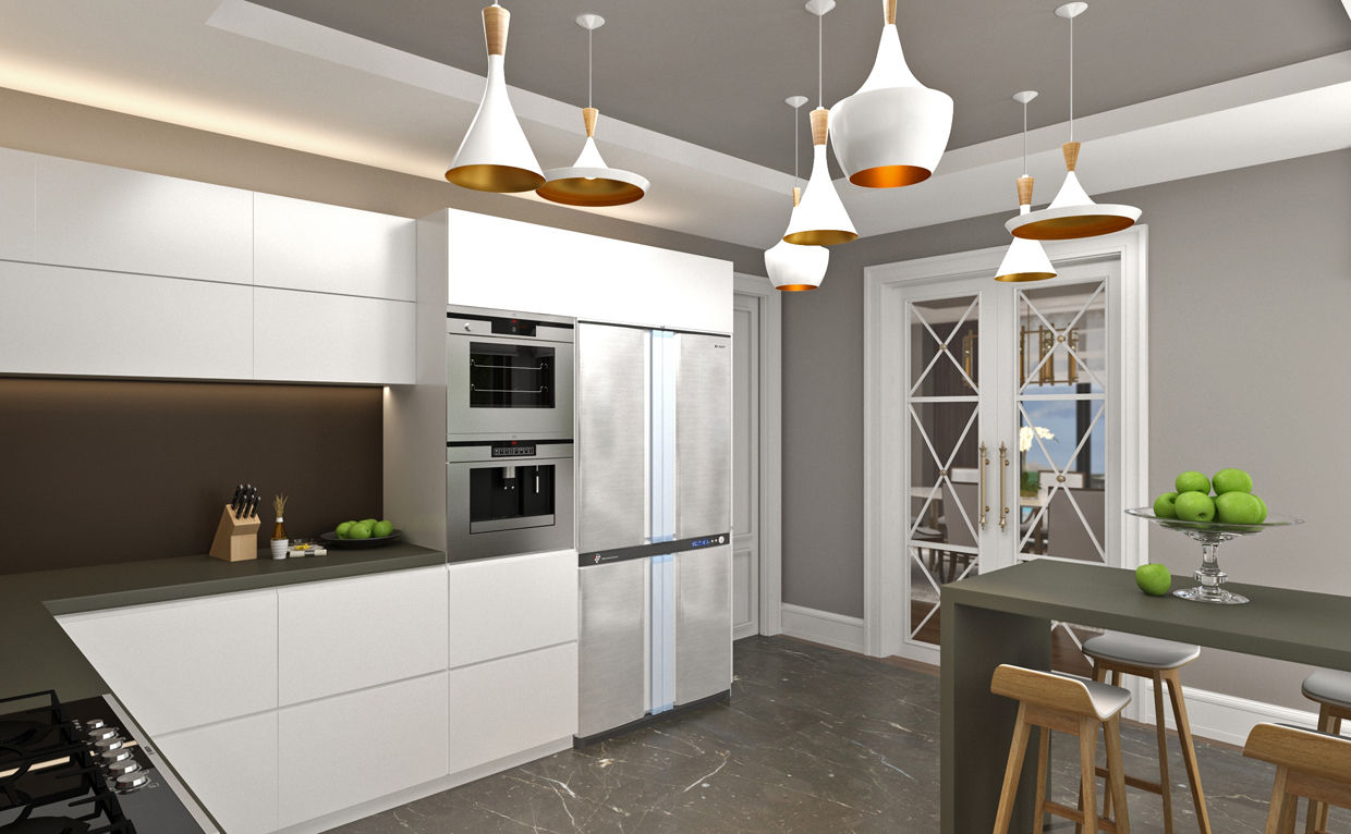 Kitchen / Hayat Villas Sia Moore Archıtecture Interıor Desıgn Cocinas a medida Madera maciza Multicolor kitchen design,3d concept