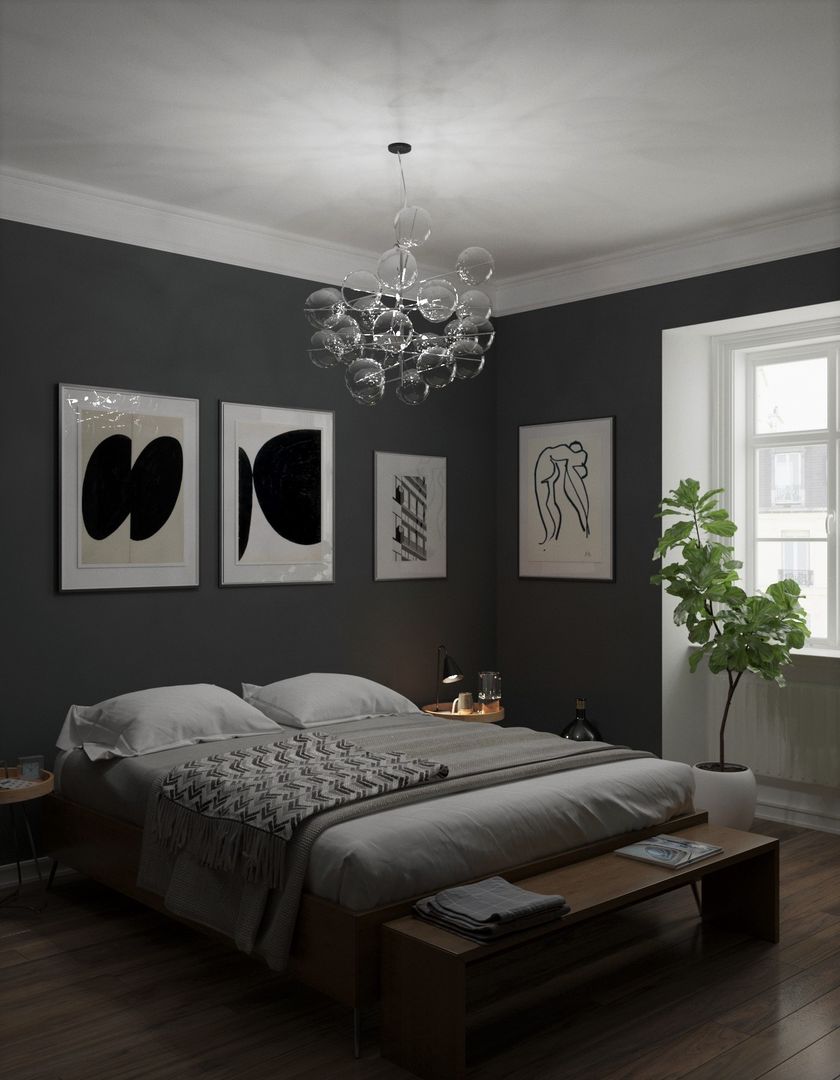 Scandinavian black design, IN 26 DESIGN IN 26 DESIGN غرفة نوم
