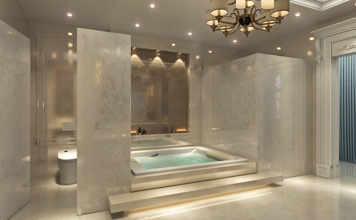 Master Bathroom - 2 / Majidi Palace Sia Moore Archıtecture Interıor Desıgn Banheiros ecléticos Mármore spa concept,spa design