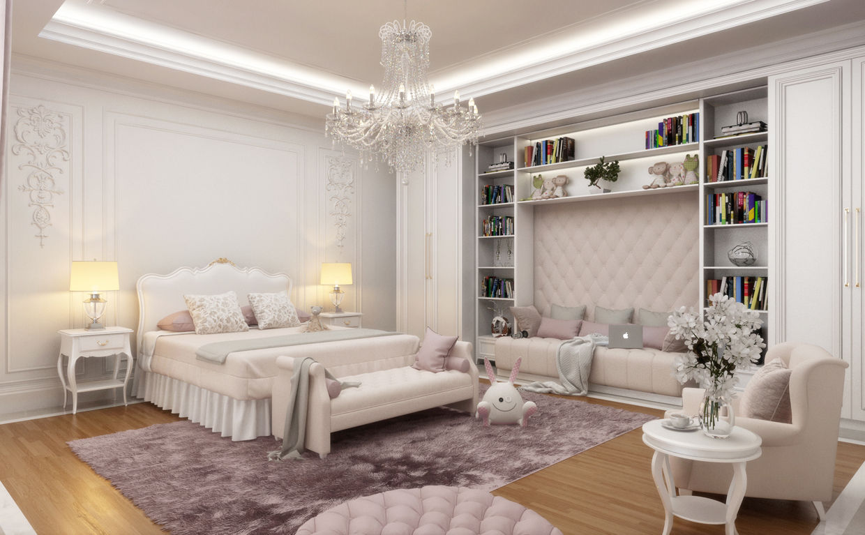 Girl Bedroom - 2 / Majidi Palace Sia Moore Archıtecture Interıor Desıgn Małe sypialnie Lite drewno Wielokolorowy interior design,house decoration