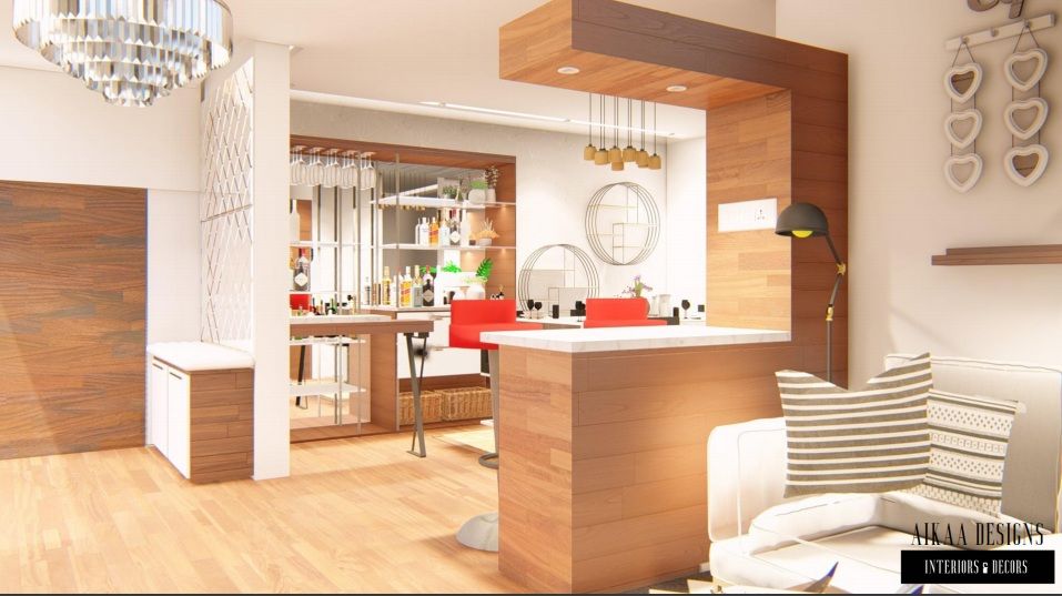 Luxurious 3 BHK Interiors at Chennai, Aikaa Designs Aikaa Designs 모던스타일 복도, 현관 & 계단 합판