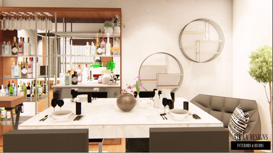 Luxurious 3 BHK Interiors at Chennai, Aikaa Designs Aikaa Designs Modern dining room Plywood