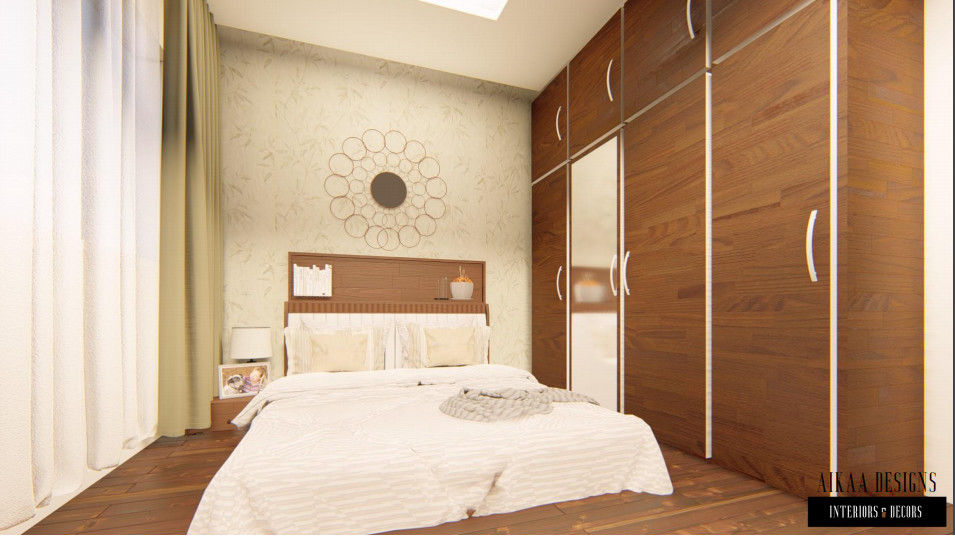 Luxurious 3 BHK Interiors at Chennai, Aikaa Designs Aikaa Designs 모던스타일 침실 합판