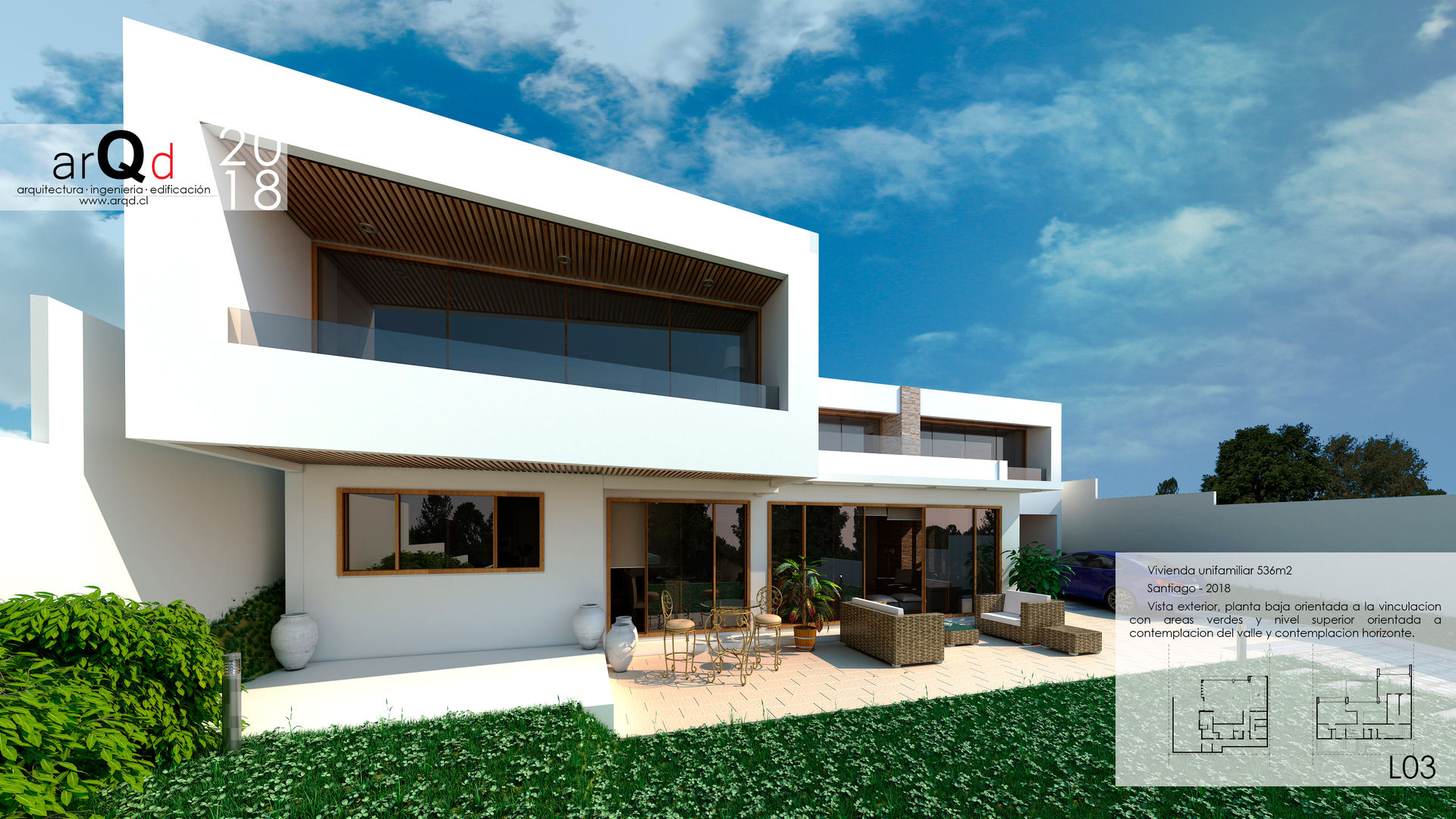 Diseño casa Santiago, ARQD spa ARQD spa Single family home Reinforced concrete