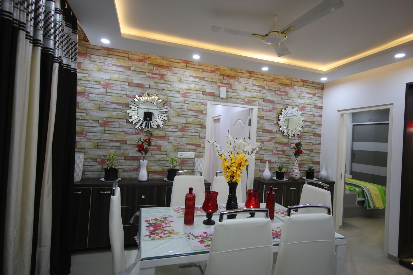 Dining Room - Full White Light Enrich Interiors & Decors Asian style dining room