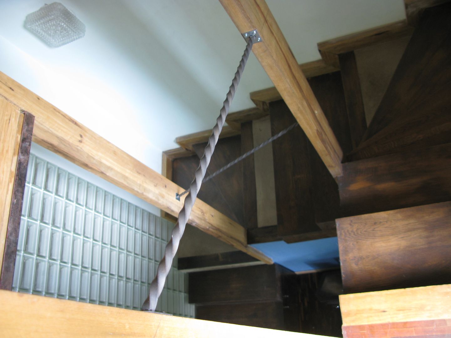 Pasamanos de cable de acero escaleras rectas de madera escalera de