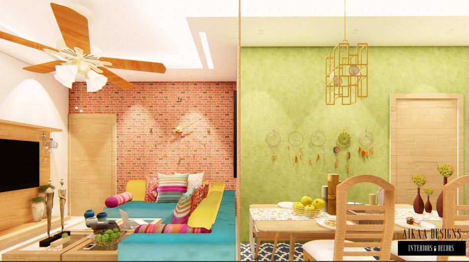 Bohemian Styled Premium Interiors for a 3 BHK at Bangalore, Aikaa Designs Aikaa Designs 컨트리스타일 복도, 현관 & 계단 합판