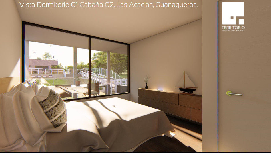 Diseño de Cabañas Las Acacias en el balneario Guanaqueros en Coquimbo, Territorio Arquitectura y Construccion - La Serena Territorio Arquitectura y Construccion - La Serena Modern style bedroom