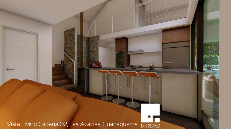 Diseño de Cabañas Las Acacias en el balneario Guanaqueros en Coquimbo, Territorio Arquitectura y Construccion - La Serena Territorio Arquitectura y Construccion - La Serena Modern living room