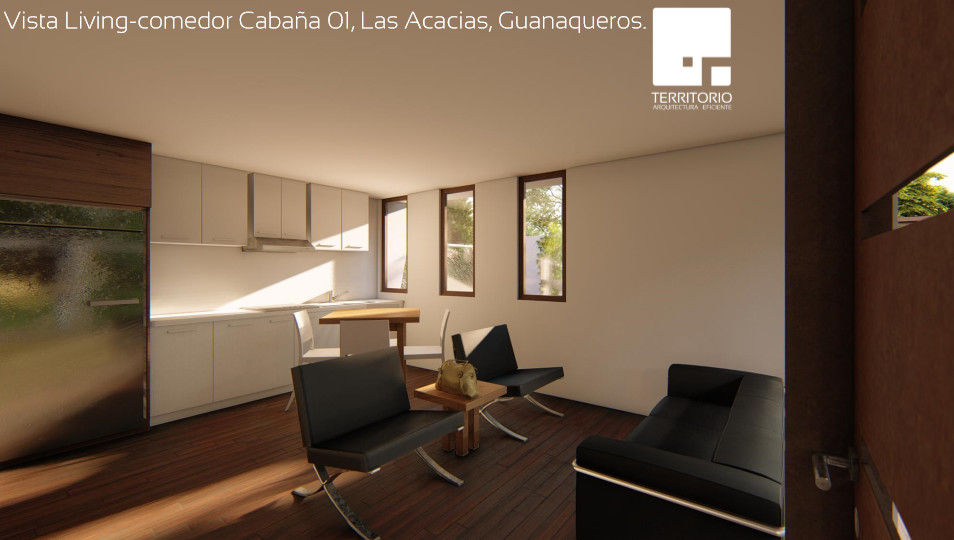 Diseño de Cabañas Las Acacias en el balneario Guanaqueros en Coquimbo, Territorio Arquitectura y Construccion - La Serena Territorio Arquitectura y Construccion - La Serena Modern living room