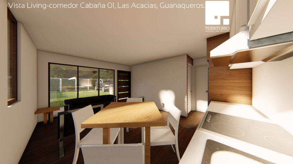 Cabaña 01 - Living Comedor Territorio Arquitectura y Construccion - La Serena Comedores modernos