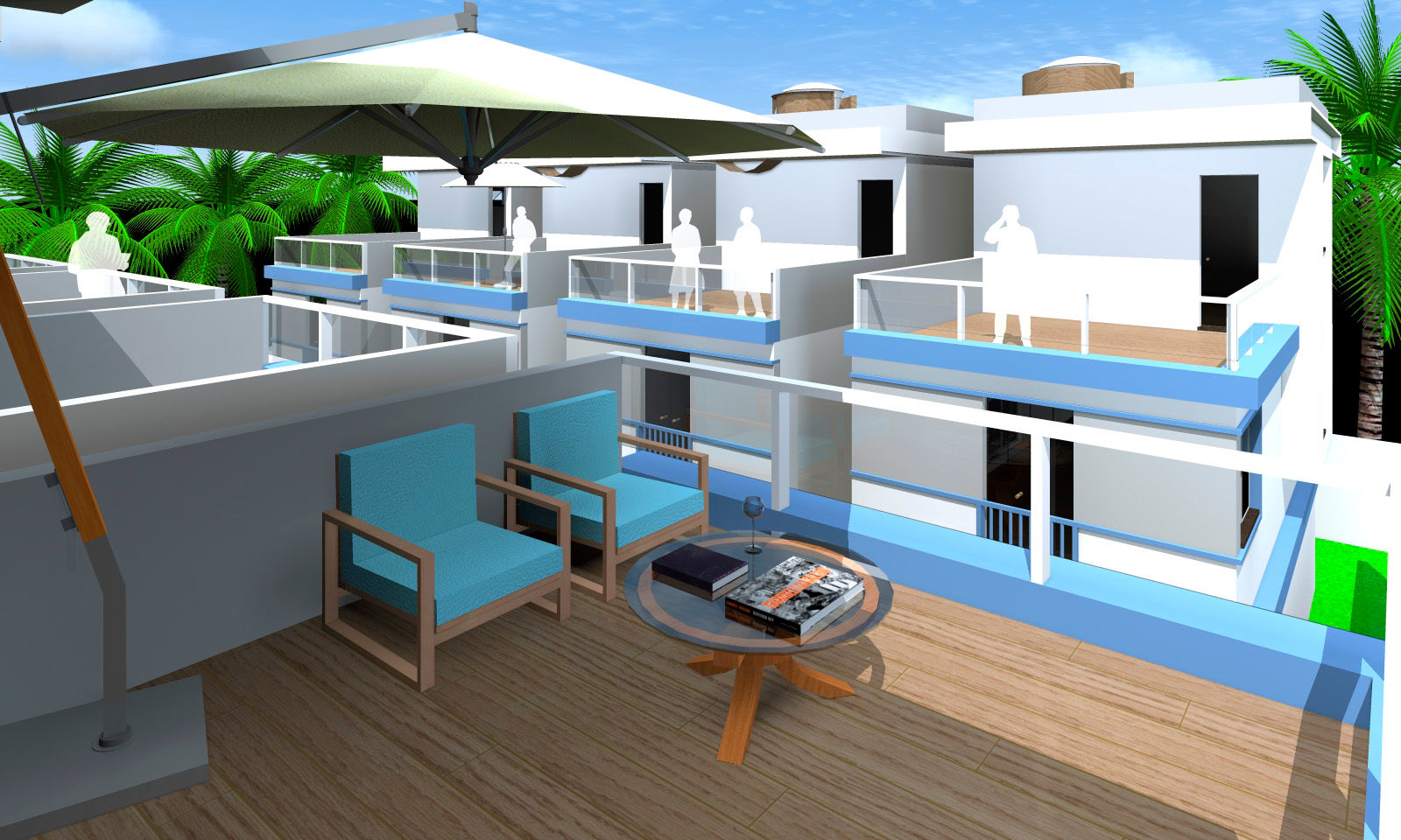 Condomínio de residências triplex , ARQ-PB Arquitetura e Construção ARQ-PB Arquitetura e Construção Modern balcony, veranda & terrace Slate