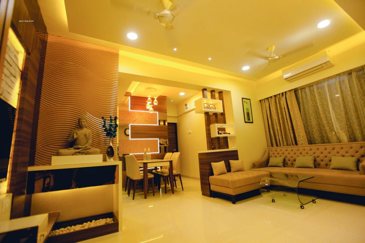 2 BHK home in Thakurli, Mumbai , Square 4 Design & Build Square 4 Design & Build غرفة المعيشة