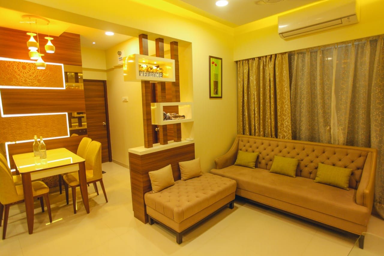 2 BHK home in Thakurli, Mumbai , Square 4 Design & Build Square 4 Design & Build غرفة المعيشة