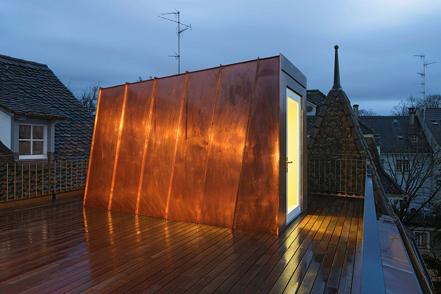 Liegenschaft Petersgraben basel, Ave Merki Architekten Ave Merki Architekten Roof terrace Copper/Bronze/Brass