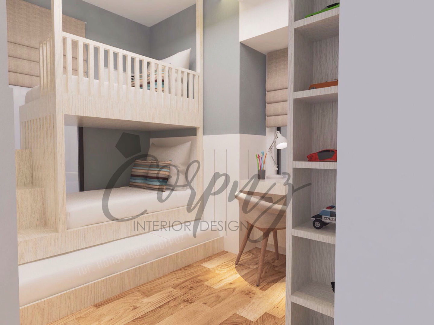 3- Bedroom Condominium Unit, Corpuz Interior Design Corpuz Interior Design Chambre d'enfant scandinave Blanc