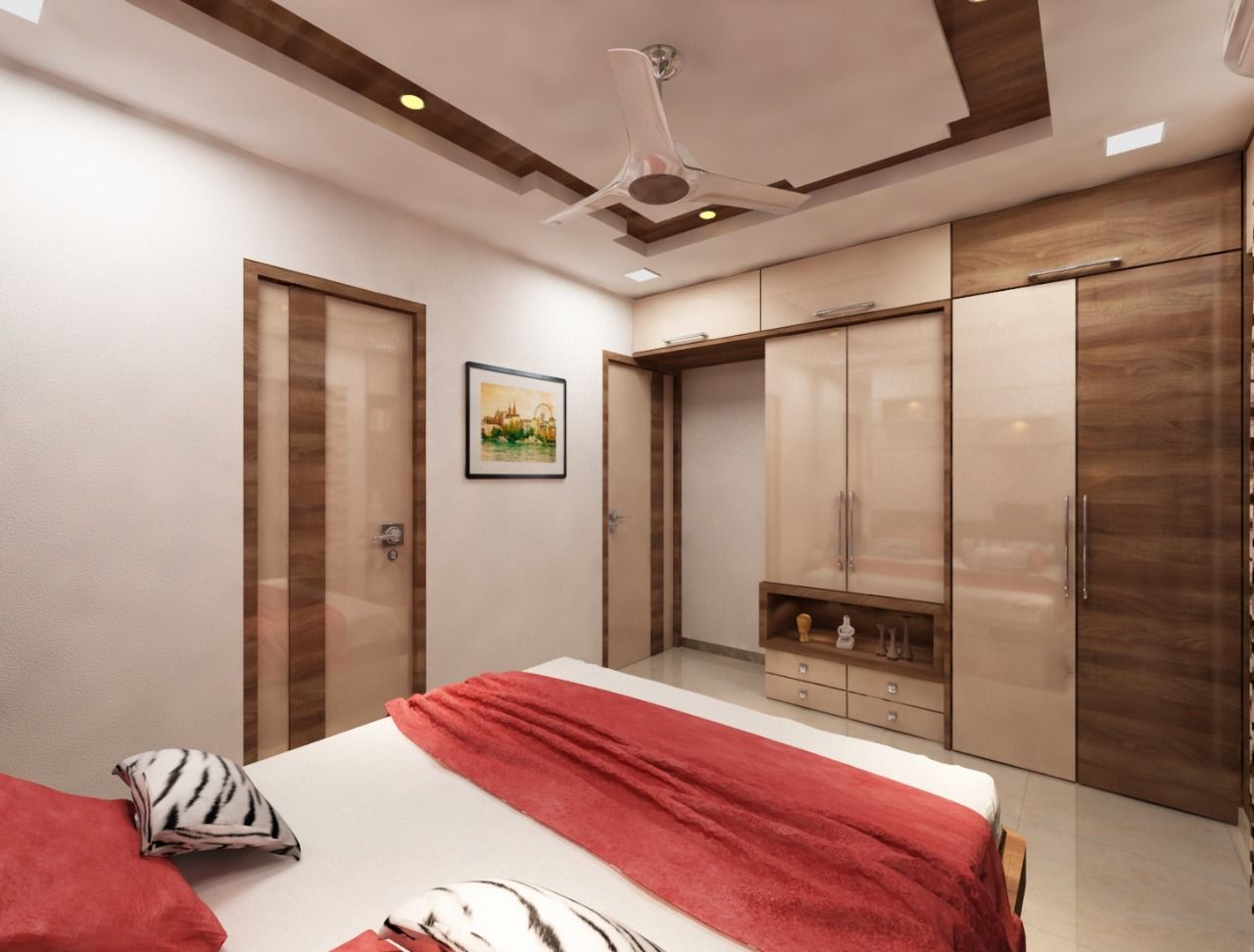 3BHK home design in Ghansoli, Mumbai , Square 4 Design & Build Square 4 Design & Build Kamar Tidur Modern