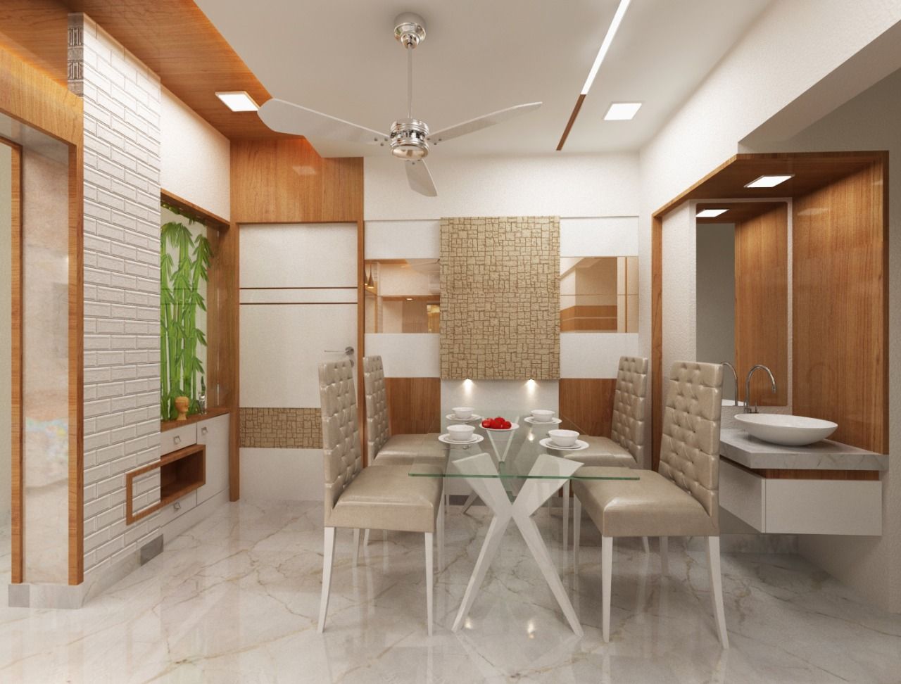 3BHK home design in Ghansoli, Mumbai , Square 4 Design & Build Square 4 Design & Build モダンデザインの ダイニング