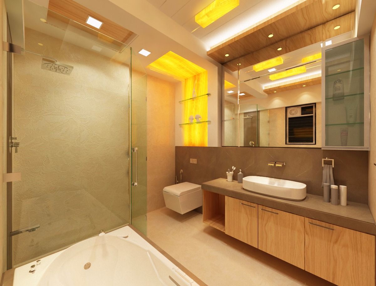 3BHK home design at Lodha in Thane, Mumbai , Square 4 Design & Build Square 4 Design & Build Salle de bain moderne