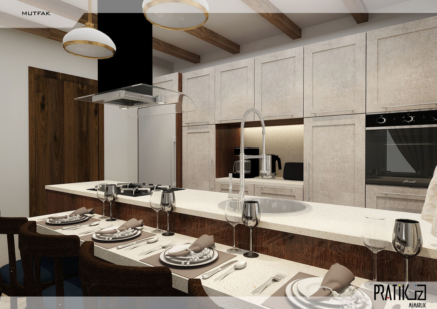 Mutfak, PRATIKIZ MIMARLIK/ ARCHITECTURE PRATIKIZ MIMARLIK/ ARCHITECTURE Mediterranean style kitchen